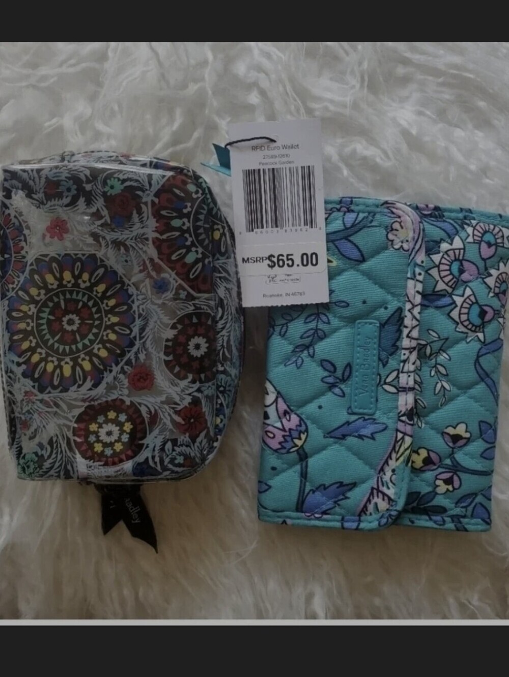 Vera Bradley RFID Blue Floral small billfold & Vera blad clear floral cosmetic